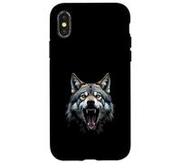 Arrabbiato Testa di Lupo Ruggente Selvaggio Animale For Custodia per iPhone X/XS