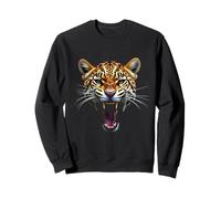 Arrabbiato Testa Leopardo Ruggente Animale Selvatico Arte Felpa