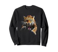 Arrabbiato Testa Leopardo Ruggente Animale Selvatico Arte Felpa