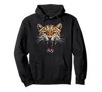 Arrabbiato Testa Leopardo Ruggente Animale Selvatico Arte Felpa con Cappuccio