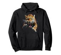Arrabbiato Testa Leopardo Ruggente Animale Selvatico Arte Felpa con Cappuccio