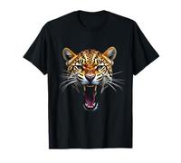 Arrabbiato Testa Leopardo Ruggente Animale Selvatico Arte Maglietta