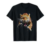Arrabbiato Testa Leopardo Ruggente Animale Selvatico Arte Maglietta