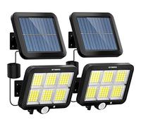 ARRANCIO Faretti Solari a LED Da Esterno, 98 LED Luci Solari Esterno Con Sensore Crepuscolare e di Movimento, Faro LED Esterno Con Pannello Solare Impermeabile IP65 (COB_10W_2UNI)