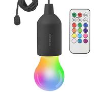 ARRANCIO Lampadina A Batteria, Lampadina Senza Corrente 12 Colori Con Timer Multicolore, Luce Soffusa, Portatile 1W Per Campeggio, Festa, Per Esterno o Interno (RGB-1UNI, NERO)