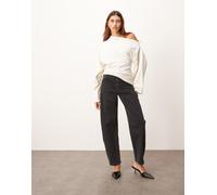 ARRANGE - Eden - Jeans neri bombati a vita alta con dettagli applicati a caldo-Nero 48