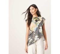 ARRANGE - Top asimmetrico con stampa a fiori color block-Multicolore 36