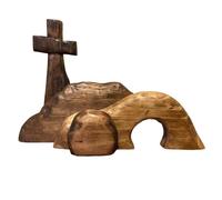 Arrangiamento della scena della resurrezione - Decorazione della scena della risurrezione, Gioco della passione pasquale | Set Di Statue Di Tomba Vuole Croce in Legno per la decorazione