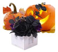 Arrangiamento floreale di Halloween, Bouquet con Vaso di Legno, Giorno Del Nero Artificiale Morto, Decorazione Stagionale Della Casa, Centri Da Tavolo In Stile Gotico Per Le Aziende Di Do