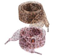 Arrderly 2 Paia di Lacci in Raso di Seta Leopardato, Morbidi e Piatti di Ricambio alla Moda per Scarpe Sportive Casual - Taglia Unica