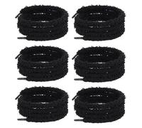 arrderly 3 Paia di Lacci in Peluche, Lacci Fluffy Elastici per Bambini e Adulti, Nero, Taglia unica