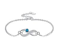 Arrebol Bracciale Infinito Donna Argento Sterling 925 Simbolo Infinity Bracciali con Blu Cuore Zirconi con Scatola Regalo, Regolabile 16+4cm