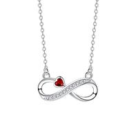 Arrebol Collana Infinito Donna Argento Sterling 925 Pendenti Simbolo Infinity con Rosso Cuore Zirconia Catene Regolabile |45cm+5|,Gioielli Donna Regalo Originale per Moglie Madri Figlia