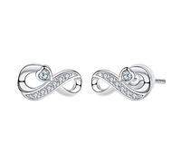 Arrebol Orecchini Infinito Donna Argento Sterling 925 Bianco Cuore Zirconia Simbolo Infinity Amore con Scatola di Gioielli Regalo