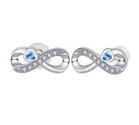 Arrebol Orecchini Infinito Donna Argento Sterling 925 con Blu Cuore Zirconia Simbolo Infinity Amore con Scatola di Gioielli Regalo