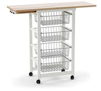 Arredamenti Italia Carrello Cucina GASTONCINO, Legno - 4 Cestelli - Apribile - Finitura Bianco Ar-It il cuore del legno