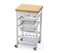 Arredamenti Italia Carrello Cucina GASTONE, Legno - Area attrezzata - Apribile - Finitura Bianco