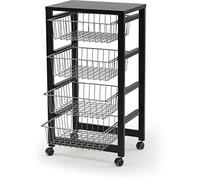 Arredamenti Italia Carrello Cucina GINGERONE, Legno - 4 Cestelli - Finitura Nero Ar-It il cuore del legno