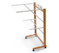 Arredamenti Italia Stendibiancheria COLIBRI, 11 metri di filo per appendere, porta mollette, ruote - Colore Ciliegio