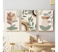 Arredamento Bagno,Poster Astratti Boho Geometria Linea Tela Pittura Foglie Sole Arcobaleno Nordico Stampe D'Arte da Parete Immagine di Foglie per Cucina Decorazione per la Casa-(40*50cm)*3PCS