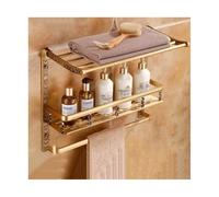 arredamento bagno, Scaffale for il bagno di casa, Scaffale da parete in metallo a doppio strato Scaffale in metallo con portasciugamani Non è necessario praticare fori sul muro Scaffale for cosmetici