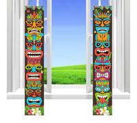 Arredamento hawaiano - Tropical Moana Door Porch Banner Tiki Decorazioni Totem tribali | Decorazione da parete per finestre e giardini, forniture per feste per tiki