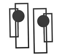 Arredamento murale minimalista, decorazioni da parete in metallo da 2 pezzi 15.75x6.69 pollici di arte minimalista nera moderna scultura astratta a sospensione geometrica per soggiorno casa