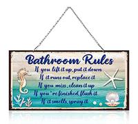 Arredamento per Bagno Segni da Bagno Divertenti Decorazioni da Spiaggia a Tema Oceano Cartello in Metallo Decorativo da Appendere Arte da Parete Rustica (10 x 5 Pollici)