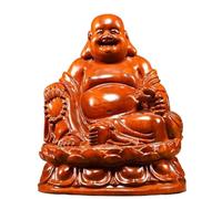 Arredamento per Ufficio Statua in Legno di Ornamenti di Buddha Seduto Loto Buddha ridente Intaglio in Legno massello casa Soggiorno Artigianato in Mogano Arredamento per La Casa(19.68in)