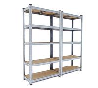 Arreditaly 2 Scaffali In Metallo E MDF Scaffale Ad Alta Portata Fino a 875 kg Con 5 Ripiani Regolabili Ideale Per Garage Officina Cantina Capannone Magazzino Design Modulare 180 x 90 x 40 cm