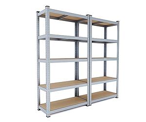 Arreditaly 2 Scaffali In Metallo E MDF Scaffale Ad Alta Portata Fino a 875 kg Con 5 Ripiani Regolabili Ideale Per Garage Officina Cantina Capannone Magazzino Design Modulare 180 x 90 x 40 cm