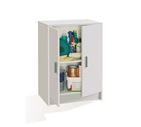 Arreditaly Armadio Armadietto Multiuso Basso 2 Ante e 2 Ripiani Mobile Ausiliario Per Bagno Lavanderia Cucina Ingresso Garage Design Stile Moderno Paige 60 x 80 x 37 Cm Bianco