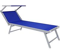 Arreditaly Lettini Prendisole Pieghevole Professionale Alluminio Tessuto Textilene 720 gr/m² Tettuccio Orientabile Parasole Sdraio Prendi Sole Mare Spiaggia Piscina 182 x 60 x 38 cm (1, Blu)