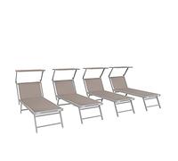 Arreditaly Lettini Prendisole Pieghevole Professionale Alluminio Tessuto Textilene 720 gr/m² Tettuccio Orientabile Parasole Sdraio Prendi Sole Mare Spiaggia Piscina 182 x 60 x 38 cm (4, Tortora)