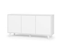 Arreditaly Mobiletto Credenza Moderna Con 3 Ante Senza Maniglie E Piedini Rialzati Per Ingresso Corridoio Soggiorno Salotto Zona Living 154 X 72 X 40 Cm Bianco