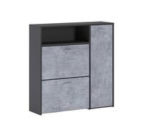 Arreditaly Scarpiera Mobile Portascarpe Salvaspazio Ingresso Con 2 Ribalte Doppia Profondità 3 Ante Con Ripiani Design Moderno Per Corridoio Sala 91.5 x 94 x 26.6 Cm Grigio E Cemento