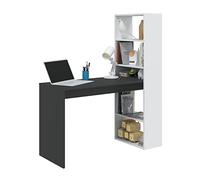 Arreditaly Scrivania Con Libreria Reversibile Kirkensen Scrittoio Scaffali Laterali Mobile Desk da Ufficio Soggiorno Sala Da Pranzo 120 x 144 x 53 cm Colore Bianco e Grigio Antracite