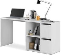 Arreditaly Scrivania Multiposizione Angolare O Dritta Reversibile Con 4 Ripiani Chiusi Vani A Giorno Ufficio Studio Casa Gaming Design Moderno Minimal 152 x 49 x 74 Cm Bianco