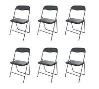 Arreditaly Set da 6 Sedia Pieghevole Slim Opaca in Metallo Sedie Salvaspazio per Ufficio Casa Campeggio Salotto Cucina In Ecopelle con Comoda Seduta Imbottita 78 x 44 x 44 cm (Nero 2.0)