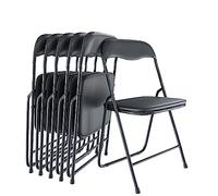 Arreditaly Set da 6 Sedia Pieghevole Slim Opaca in Metallo Sedie Salvaspazio per Ufficio Casa Campeggio Salotto Cucina In Ecopelle con Comoda Seduta Imbottita 78 x 44 x 44 cm (Black)