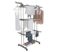 Arreditaly Stendibiancheria A Rotelle Stendino A Torre Verticale In Acciaio E ABS 4 Piani Ripiani Pieghevole Modulabile Salvaspazio Con Ali Richiudibile Interno Esterno 169 x 75.5 x 63.5 Cm (Grigio)