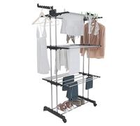 Arreditaly Stendibiancheria A Rotelle Stendino A Torre Verticale In Acciaio E ABS 4 Piani Ripiani Pieghevole Modulabile Salvaspazio Con Ali Richiudibile Biancheria Interno 169 x 75.5 x 63.5 Cm (Nero)