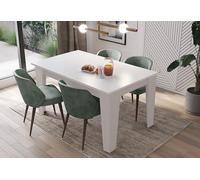 Arreditaly Tavolo da Pranzo Allungabile Da 120 A 160 Cm Gambe a Spillo Design Moderno 6 Posti In Melaminico Estensibile Con Guide In Metallo Cucina Salotto Soggiorno 160 x 90 x 78 Cm (Bianco)