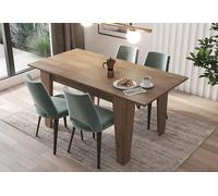 Arreditaly Tavolo da Pranzo Allungabile Da 140 A 200 Cm Gambe a Spillo Design Moderno 8 Posti In Melaminico Estensibile Con Guide In Metallo Cucina Salotto Soggiorno 200 x 90 x 78 Cm (Noce)