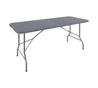 Arreditaly Tavolo Tavolino Pieghevole In Resina Dura Set Birreria Facile Trasporto Con Maniglia Ideale Terrazzo Campeggio Giardino Fiere Sagre Rettangolare 180 x 74 x 74 Cm Grigio Scuro Effetto Legno