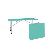 Arreditaly Tavolo Tavolino Pieghevole In Resina Dura Set Birreria Facile Trasporto Con Maniglia Ideale Terrazzo Campeggio Giardino Fiere Sagre Rettangolare 180 x 74 x 74 Cm (Verde Tiffany, Classico)