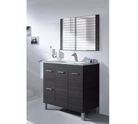 Arredo bagno 80cm mobile ante e cassetti lavabo in ceramica specchio piedini 0r4