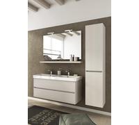 ARREDO BAGNO MOBILE SOHO S15 2 LAVABI E COLONNA cm.120+35 TRANCHE' ROVERE BIANCO