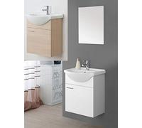 Arredo Bagno sospeso Bianco Laccato o Rovere specchiera 56 lavabo Ceramica mobili modello Icaro I