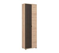 ARREDO DA CASA Armadio ad Ante Battenti Design Moderno con 5 Ripiani Interni Armadio a Colonna per Ingresso 202x60 Rovere e Nero AP4